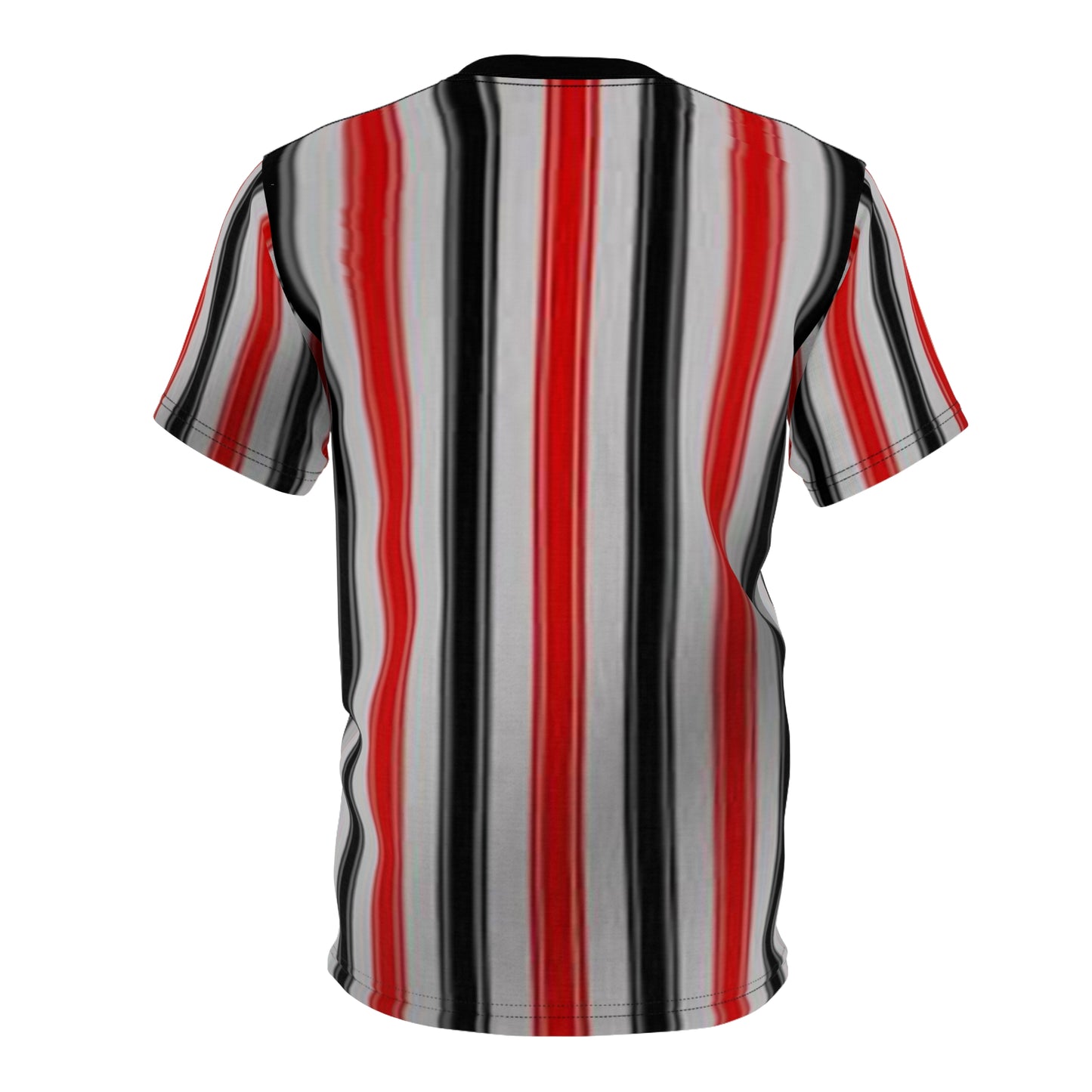 Red & Black Vertical Stripe Tee — Retro Bold All-Over Print T-Shirt