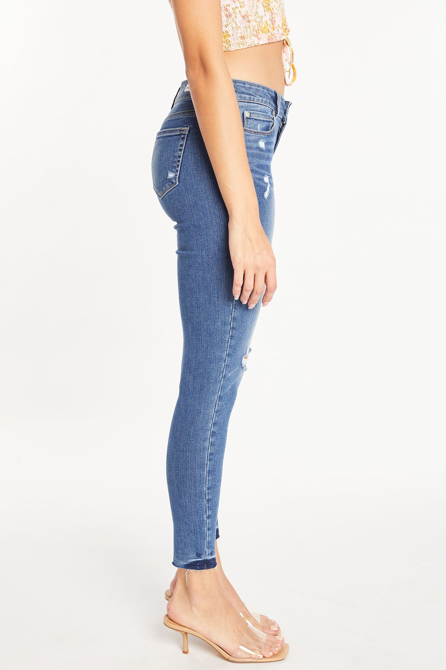 Mid Rise 5 Pocket Ankle Skinny Jeans