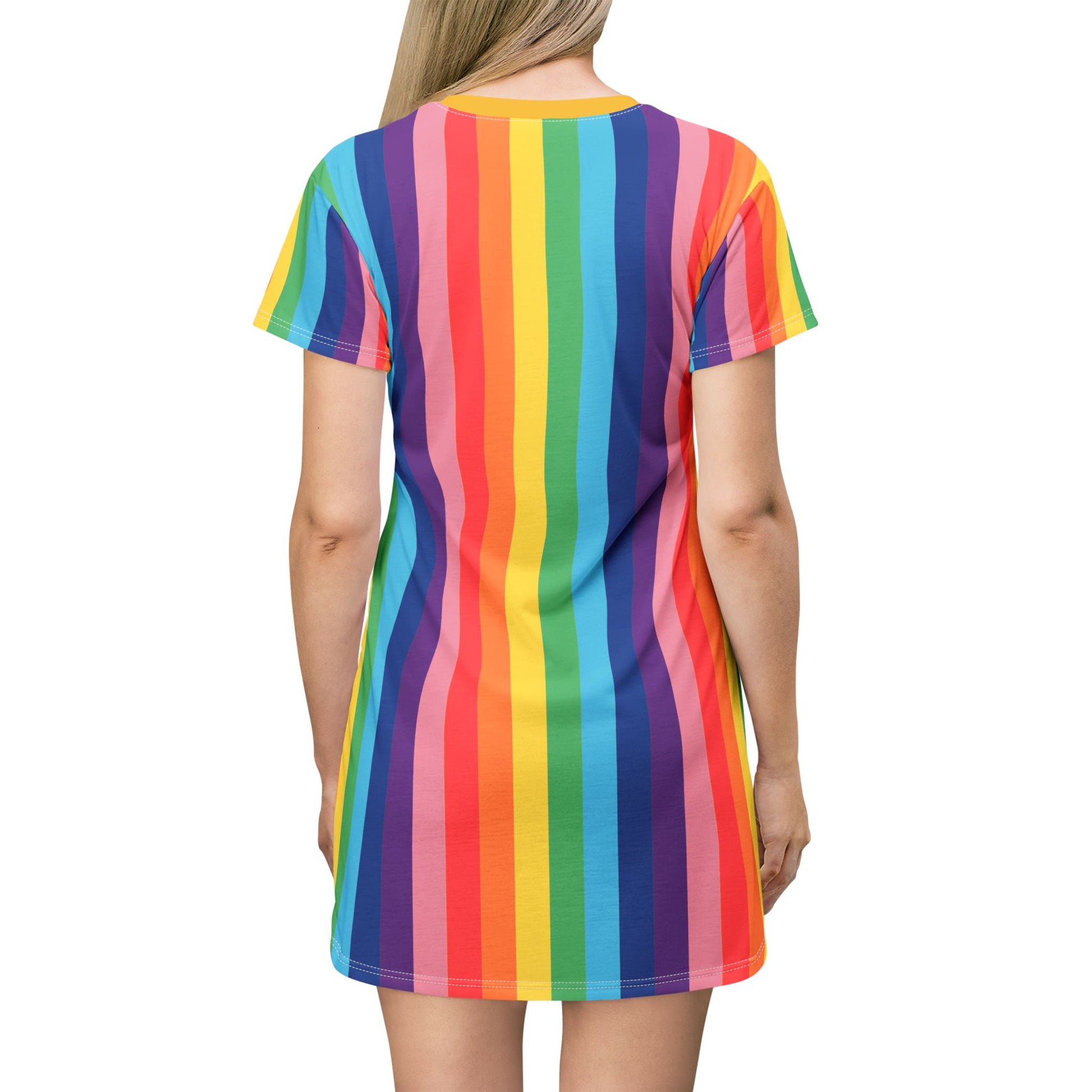 rainbow striped t shirt dress Clearance kids t-shirt dress in rainbow stripe