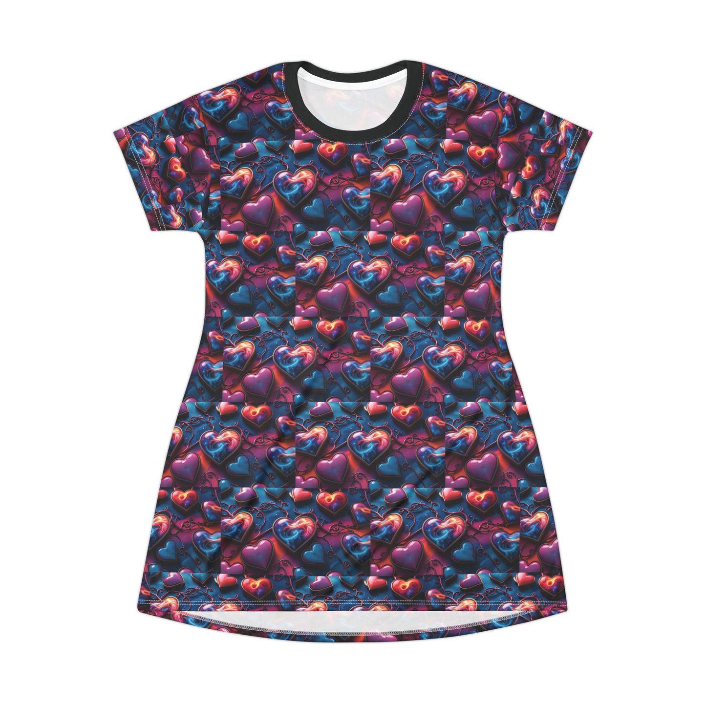 Vibrant Hearts T-Shirt Dress
