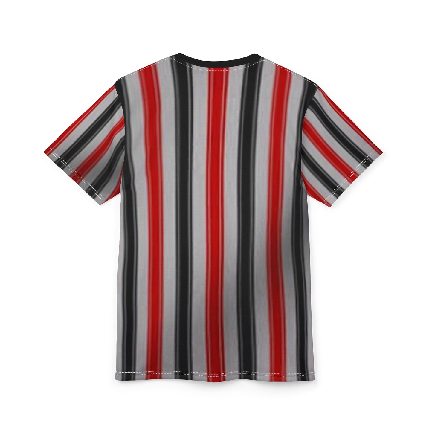 Red & Black Vertical Stripe Tee — Retro Bold All-Over Print T-Shirt