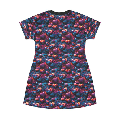 Vibrant Hearts T-Shirt Dress