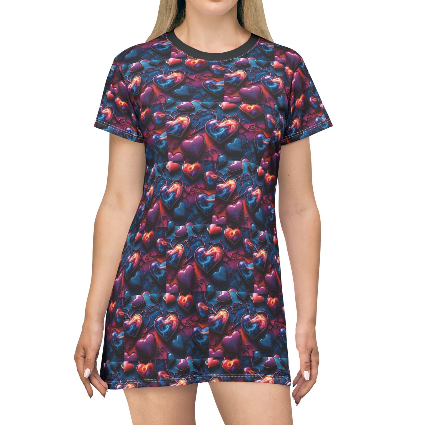 Vibrant Hearts T-Shirt Dress