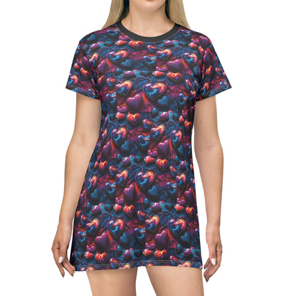 Vibrant Hearts T-Shirt Dress