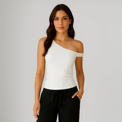 0896 - Women's One Shoulder Asymmetrical Tank