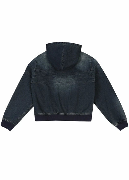 Women's Embroidery Washed Hooded Denim Jacket