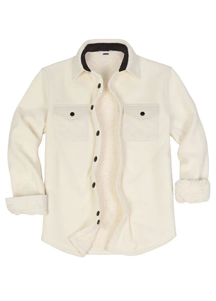 Men's Warm Sherpa Lined Fleece Shirt Jacket