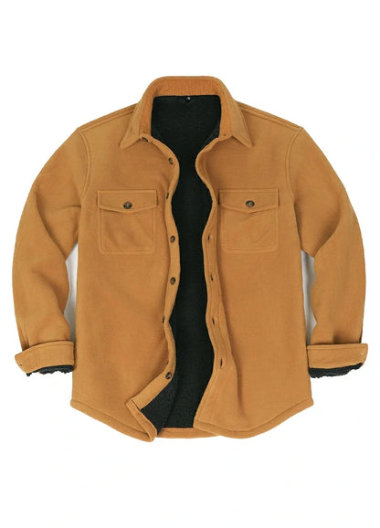Men's Warm Sherpa Lined Fleece Shirt Jacket
