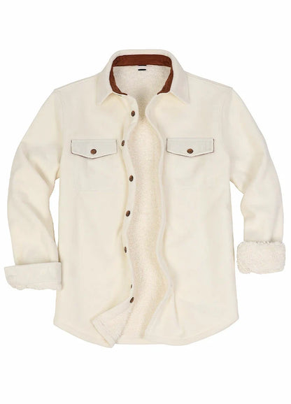 Men's Warm Sherpa Lined Fleece Shirt Jacket
