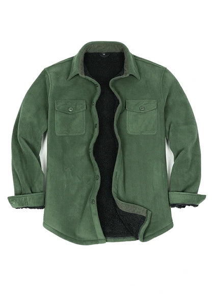 Men's Warm Sherpa Lined Fleece Shirt Jacket