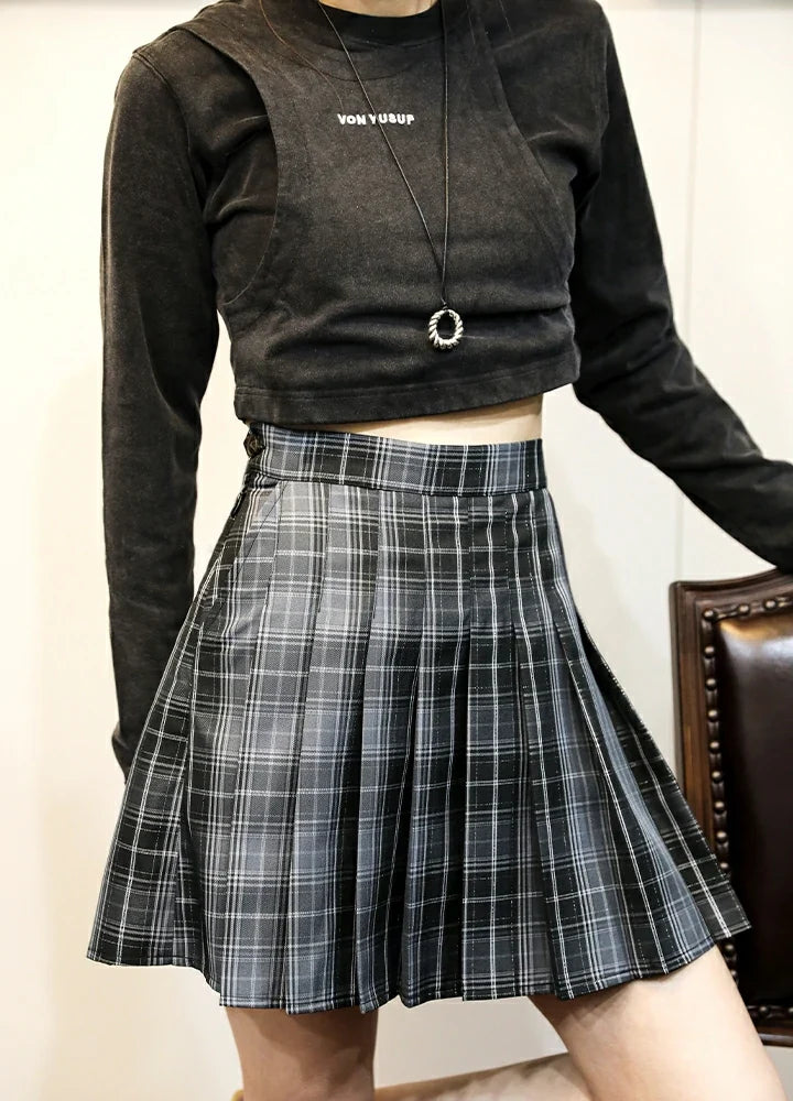 Women's Nocturne High-Waisted Plaid Pleated Mini Skirt