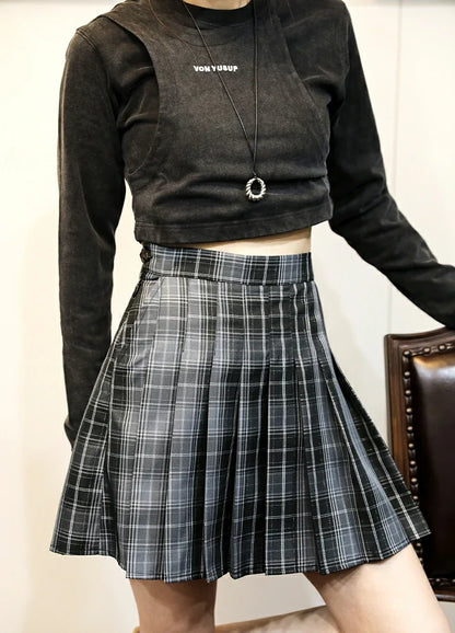 Women's Nocturne High-Waisted Plaid Pleated Mini Skirt